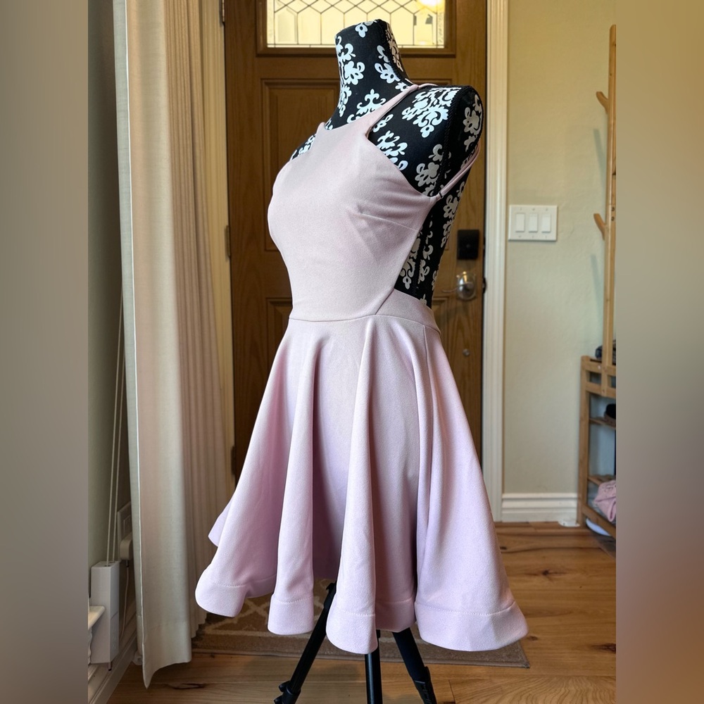 Selfie Leslie Stella Fit & Flare Backless Dress Blush S (fits more like M) - NWT
